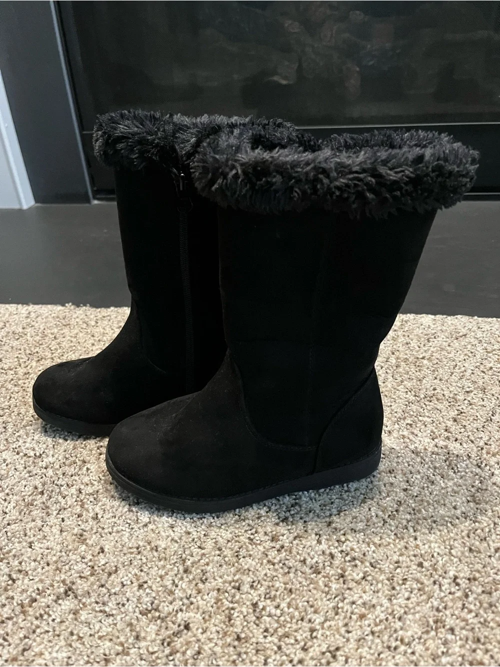 Cat & Jack Black Faux-Fur Winter Boots